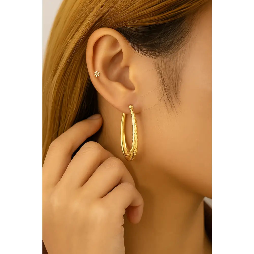 Elena Guldpläterade Ovala Hoops i 925 Sterling Silver - Öronhängen