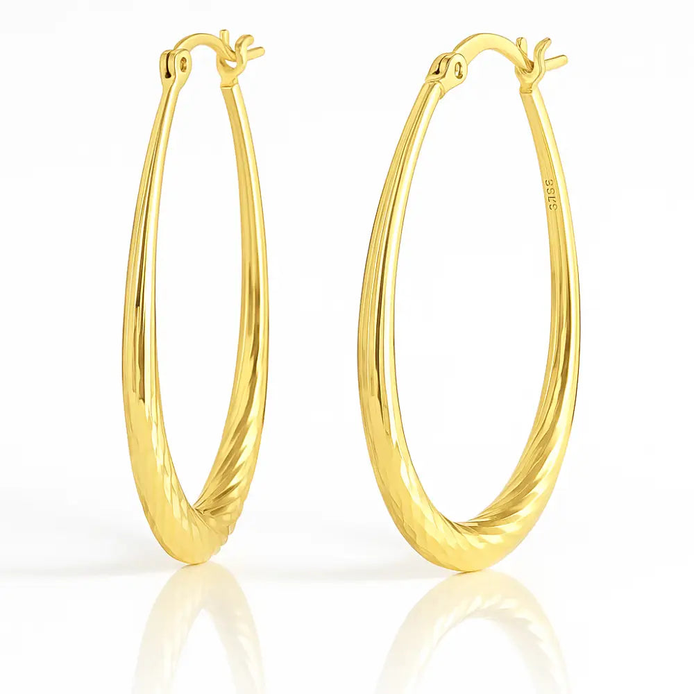 Elena Guldpläterade Ovala Hoops i 925 Sterling Silver - Öronhängen