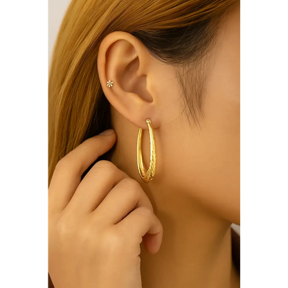 Elena Guldpläterade Ovala Hoops i 925 Sterling Silver - Öronhängen