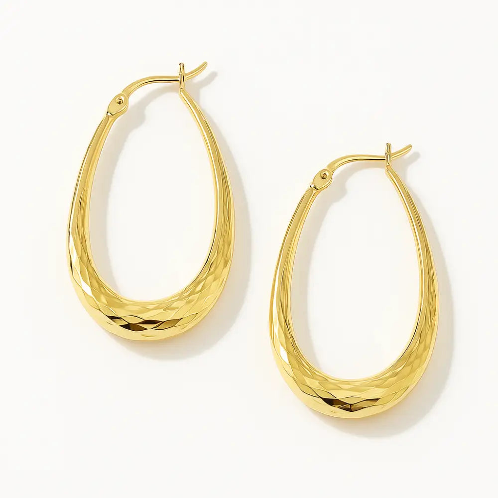 Elena Guldpläterade Ovala Hoops i 925 Sterling Silver - Öronhängen